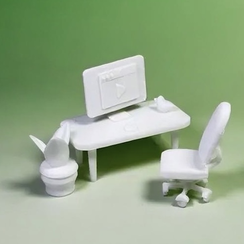 Miniatura 3 do modelo 3D 微缩模型 迷你卧室 迷你世界 桌子 书桌 沙发 家具