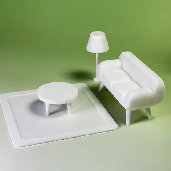 Miniatura 1 do modelo 3D 微缩模型 迷你卧室 迷你世界 桌子 书桌 沙发 家具