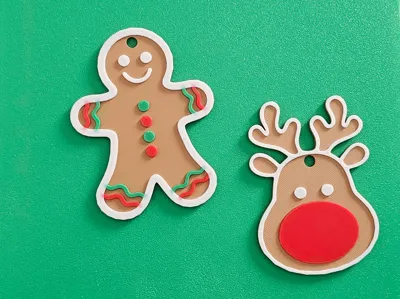 Reindeer and gingerbread man simple ornament