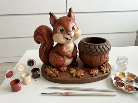 Accesorio de iluminación decorativa: Cute Squirrel Acorn LED Tealight Holder - Autumn — referencia de MakerWorld
