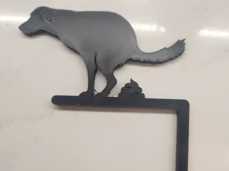 Pooping Dog Door Frame Sign