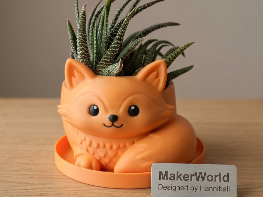 Süßer Fuchs-Blumentopf – Kawaii selbstbewässernd