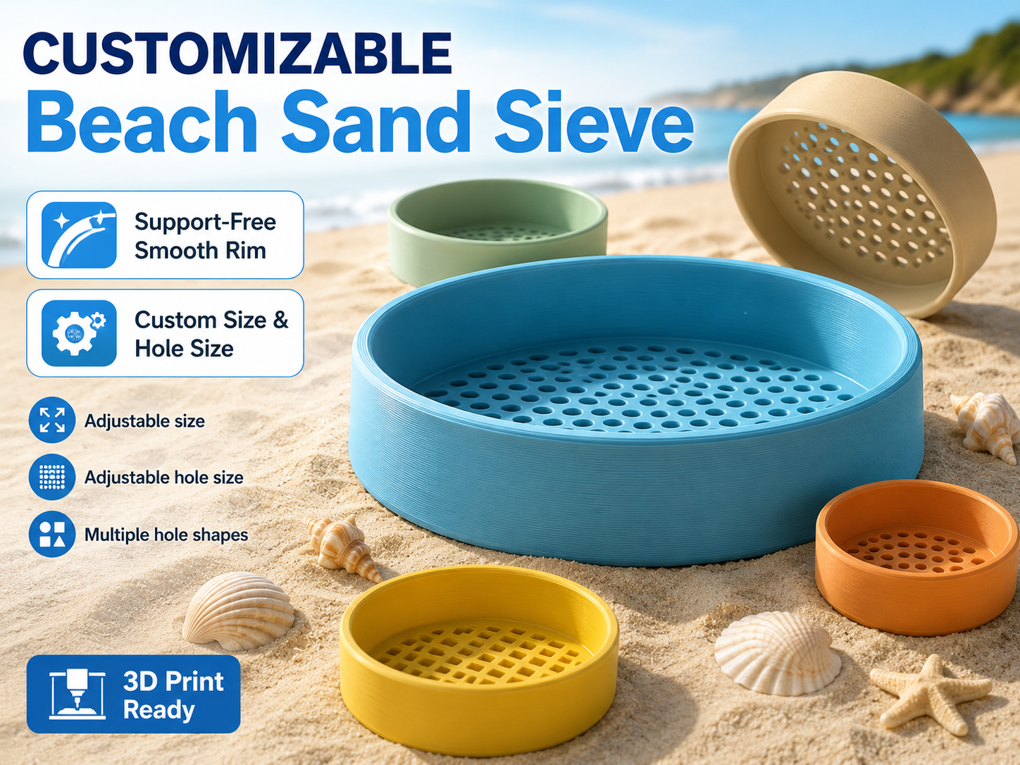 Customizable Beach Sand Sieve Adjustable size