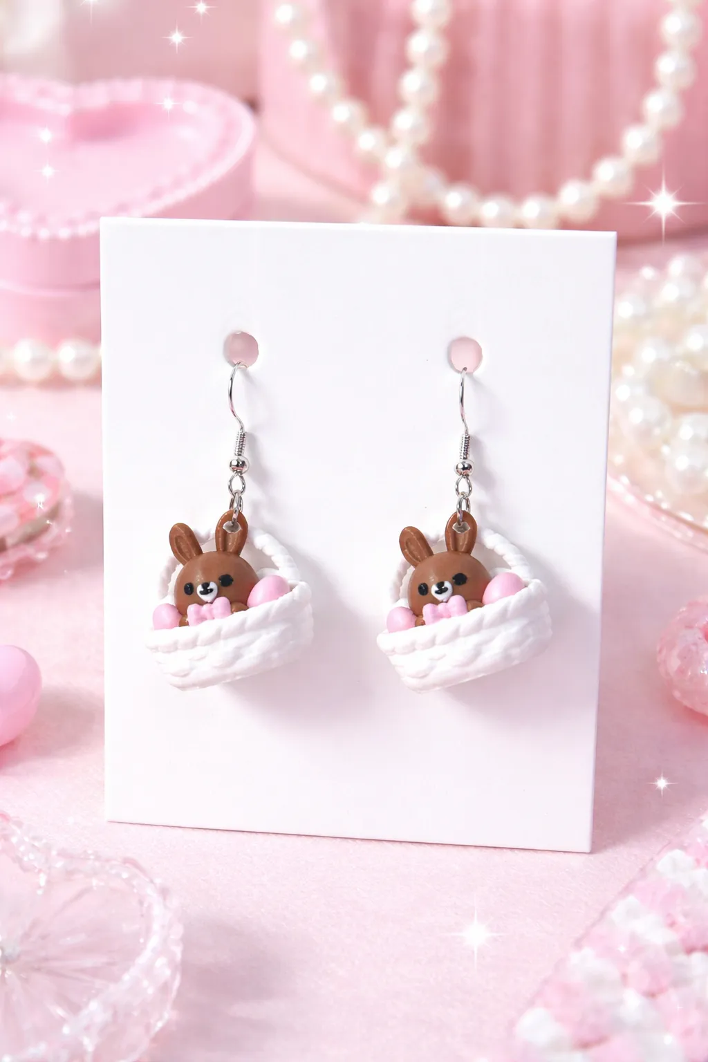 Easter Bunny In a Basket Earrings view 2