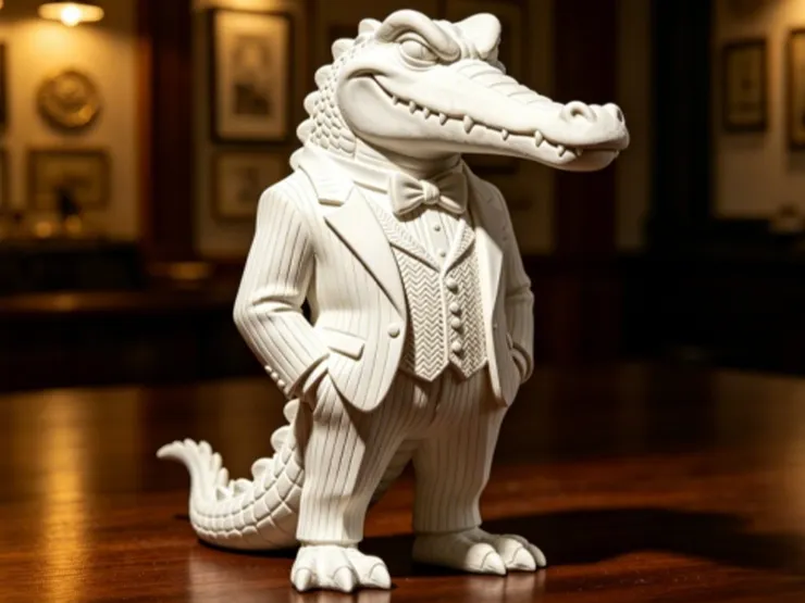 Gator Boss: Dapper Crocodile Desk Toy Figurine