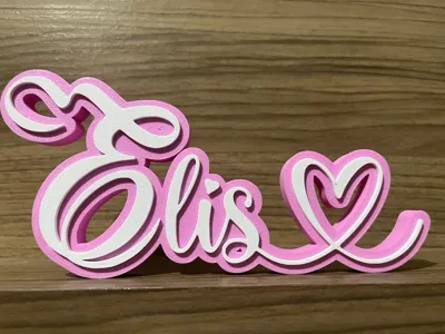3D Sign - Elis with Heart Detail