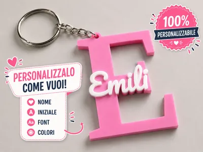 Parametric Keychain with Initial and Name