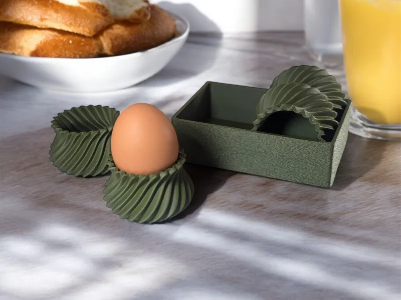 Set of 4 Modern Style Egg Cups with Storage Box