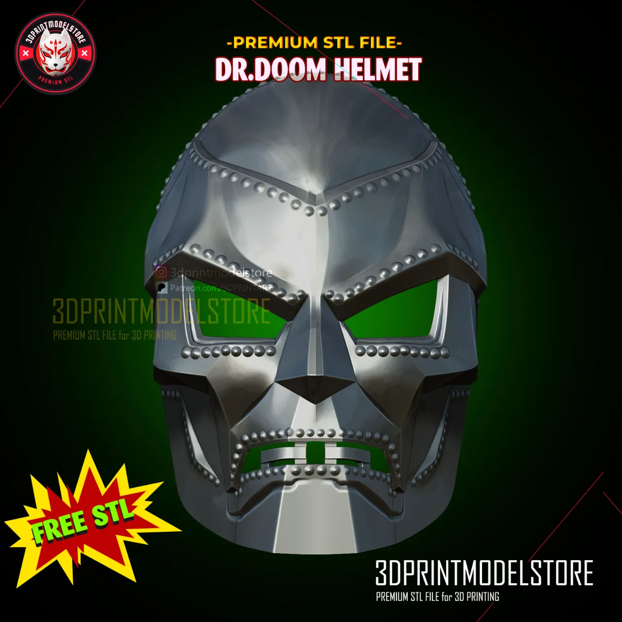 Dr Doom Mask - Marvel Doctor Doom Helmet FREE STL view 2