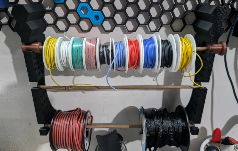 Wire Spool Holder for HoneyComb Storage Wall