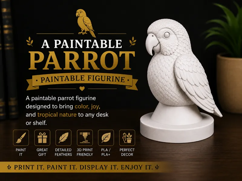 Paintable Parrot Figurine - Tropical Bird Decor