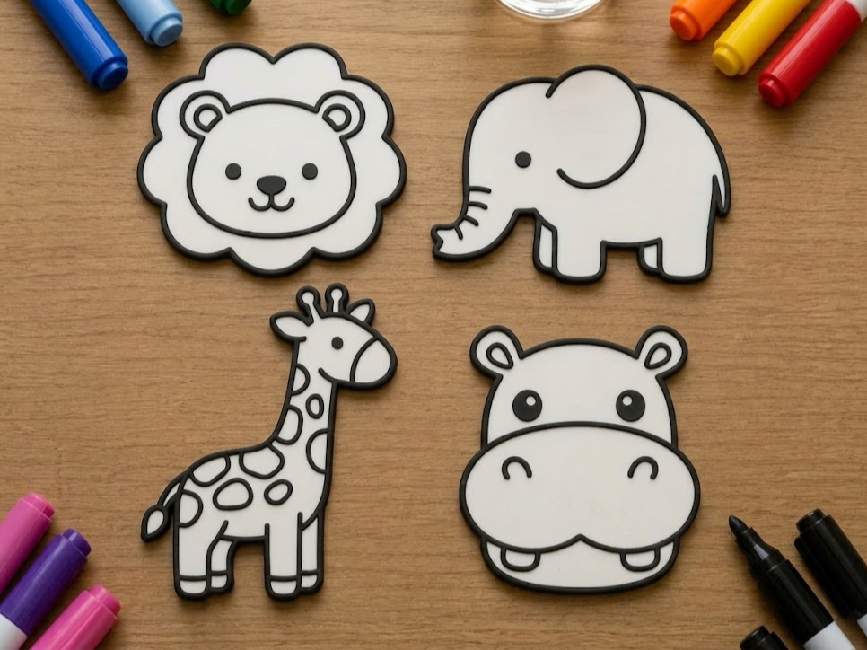 Kid's Coloring Plates - Safari 3D model