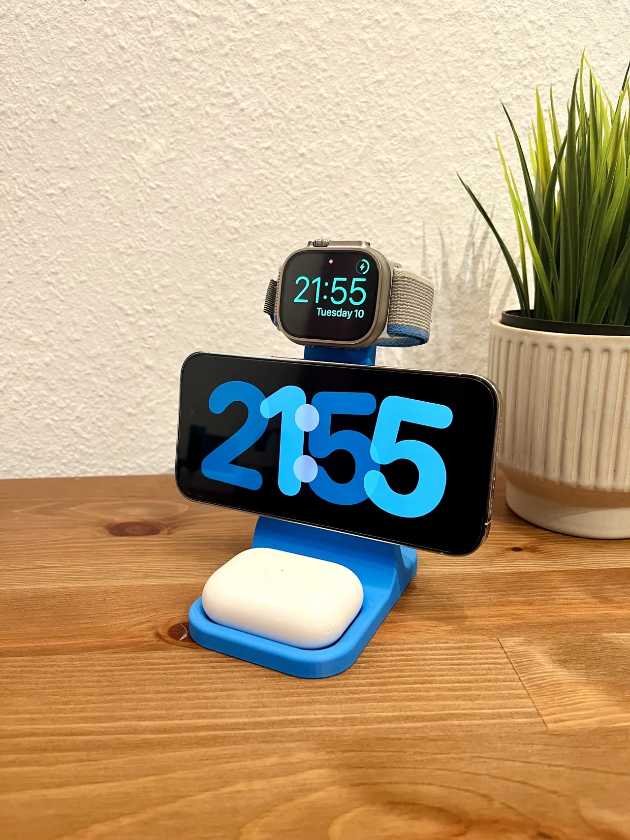iPhone and Apple Watch charger stand view 2