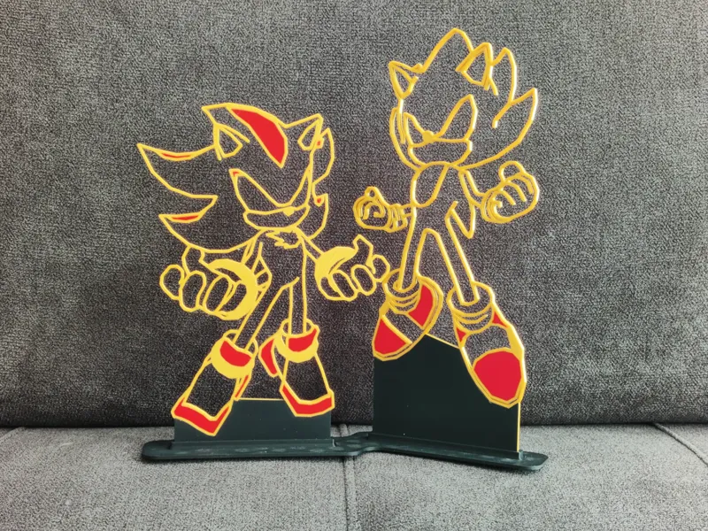 Super Sonic and Super Shadow Line Art
