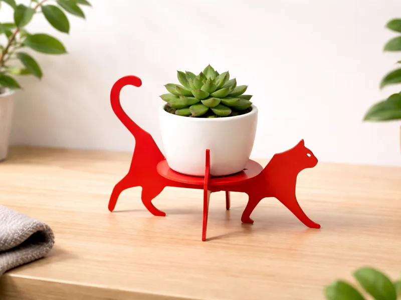 Cat Plant Pot & Cup Holder Stand