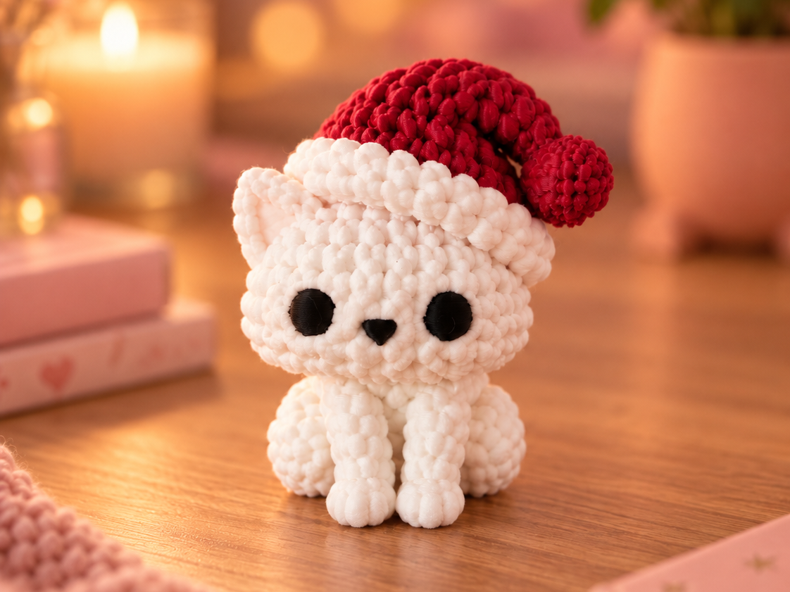 Knitted Christmas Cat - Cozy Holiday Decor - 1