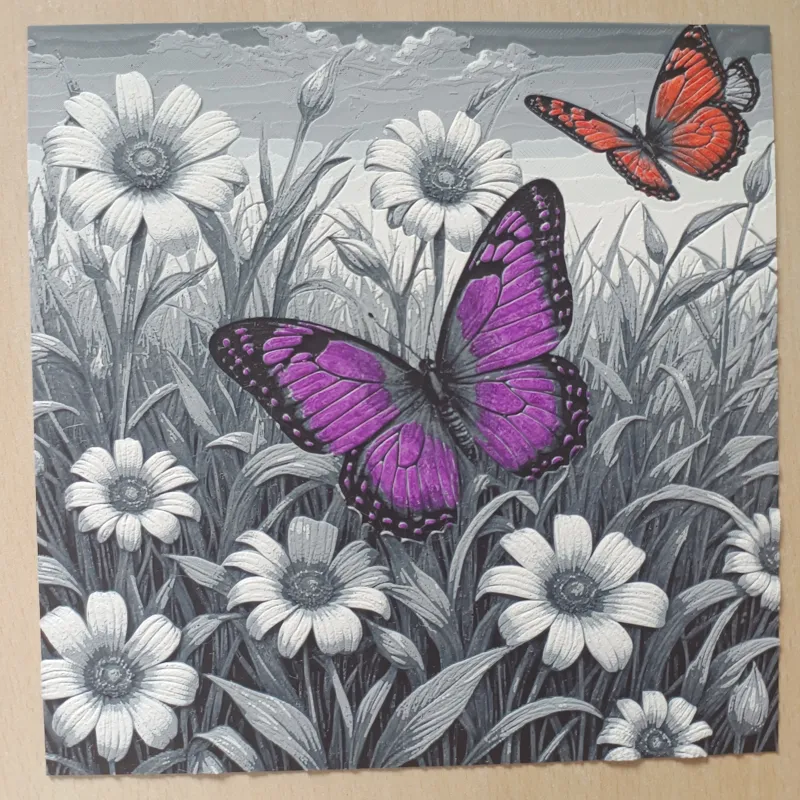 Butterfly Diasy flowers Hueforge