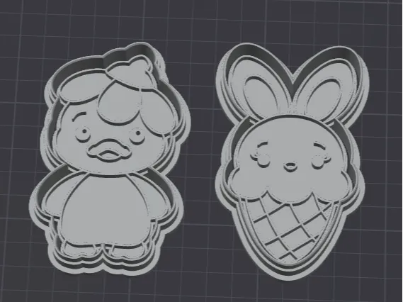 Easter duckling and bunny cookie cutter - Free 3D Print Model - MakerWorld
