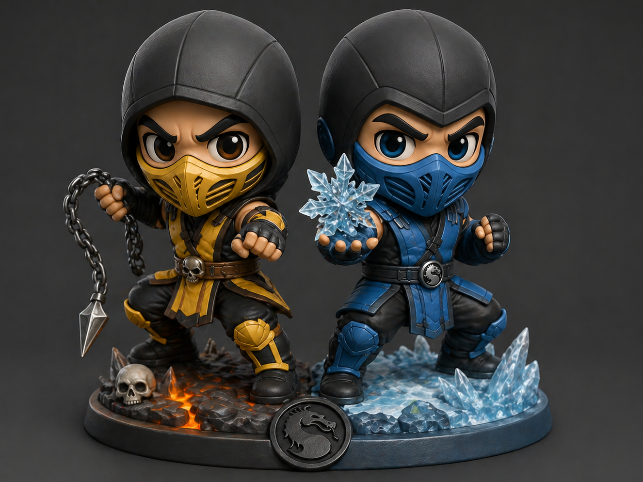 Scorpion and Subzero Cute Chibi Kawaii Figurine
