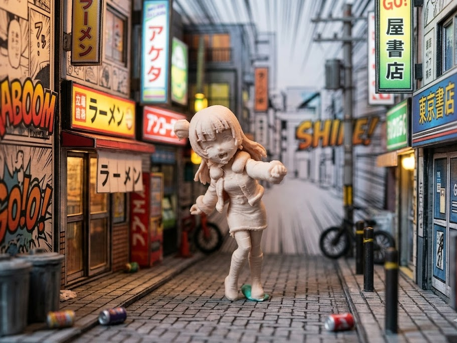 figurine jeune femme heureuse style manga