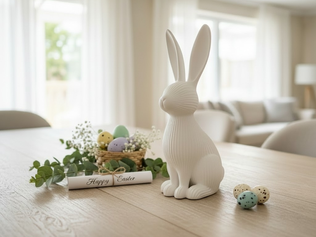 Modern ribbed Easter bunny decoration