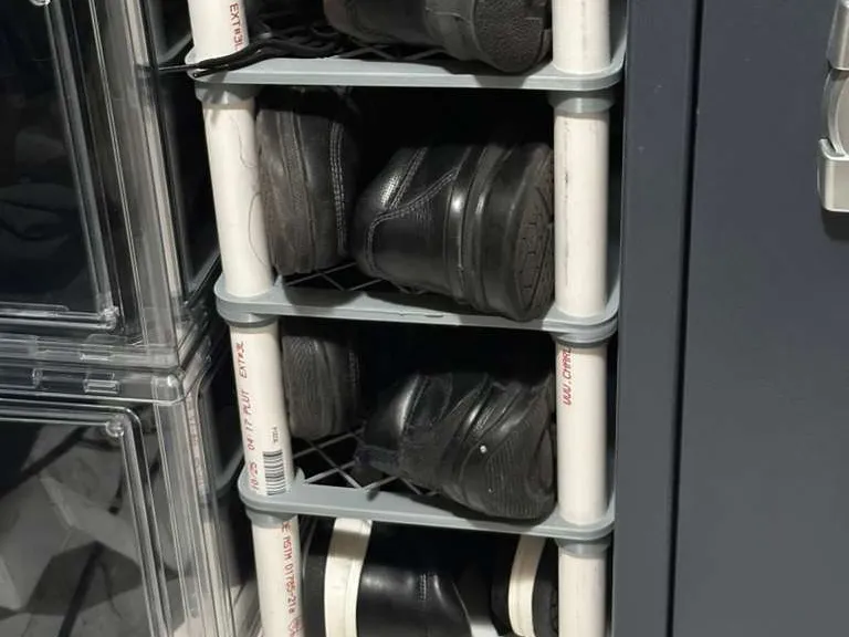 Stackable shoe rack with pvc legs
