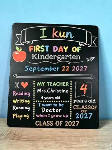 Letrero o emblema decorativo: first day school day sign 2 — vista de referencia 2