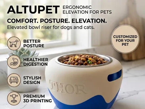 Letrero o emblema decorativo: Modern Ergonomic Pet Bowl Elevation Riser — referencia de MakerWorld