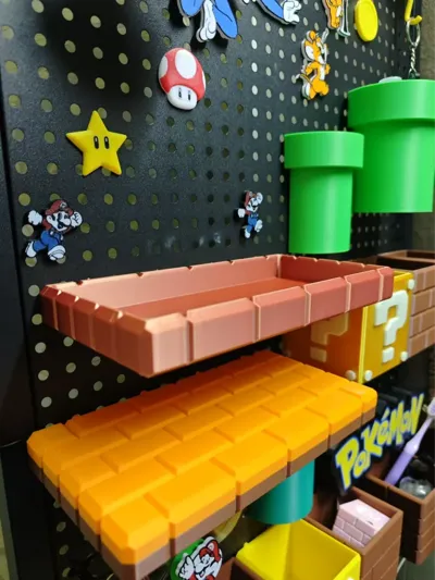 Pegboard Accessories Mario Brick Platform Shelf (Suitable for 16mm Pitch 6mm Diameter Holes)
