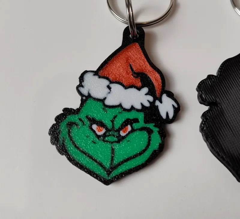Grinch Santa Hat Keychain or decoration Christmas