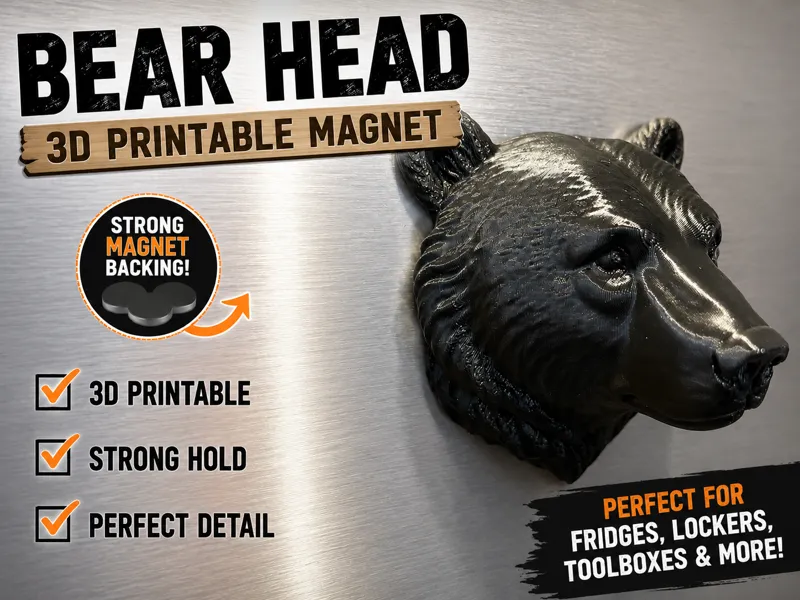 Black Bear Head Fridge Magnet