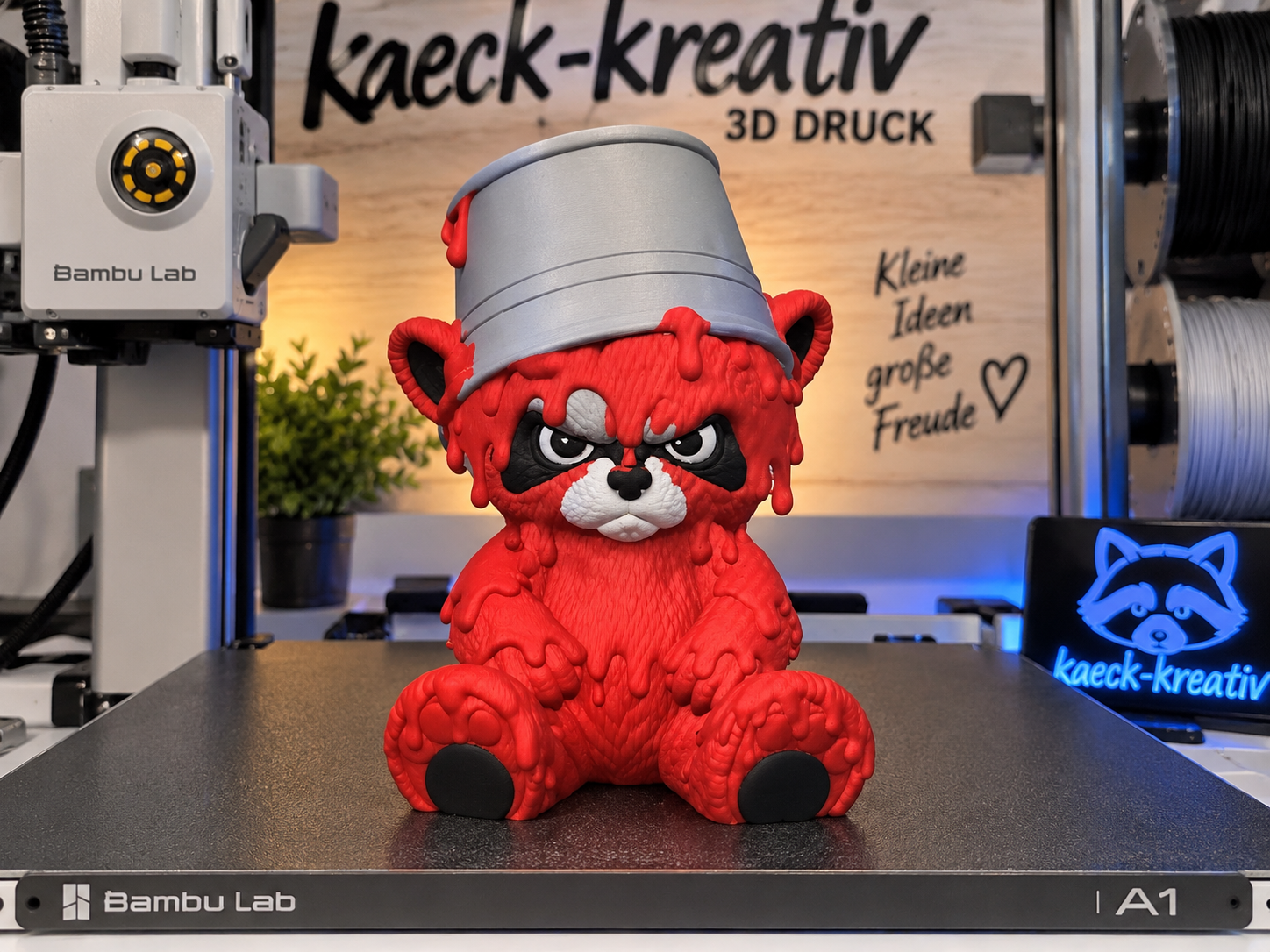 Grumpy Raccoon, Paint Disaster - 3D printed Sculptures, in stock in India