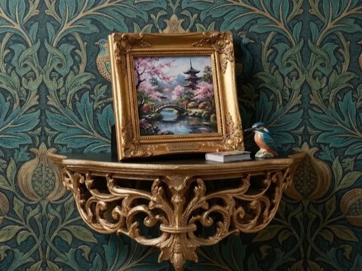 Ornate wall shelf trinket display holder