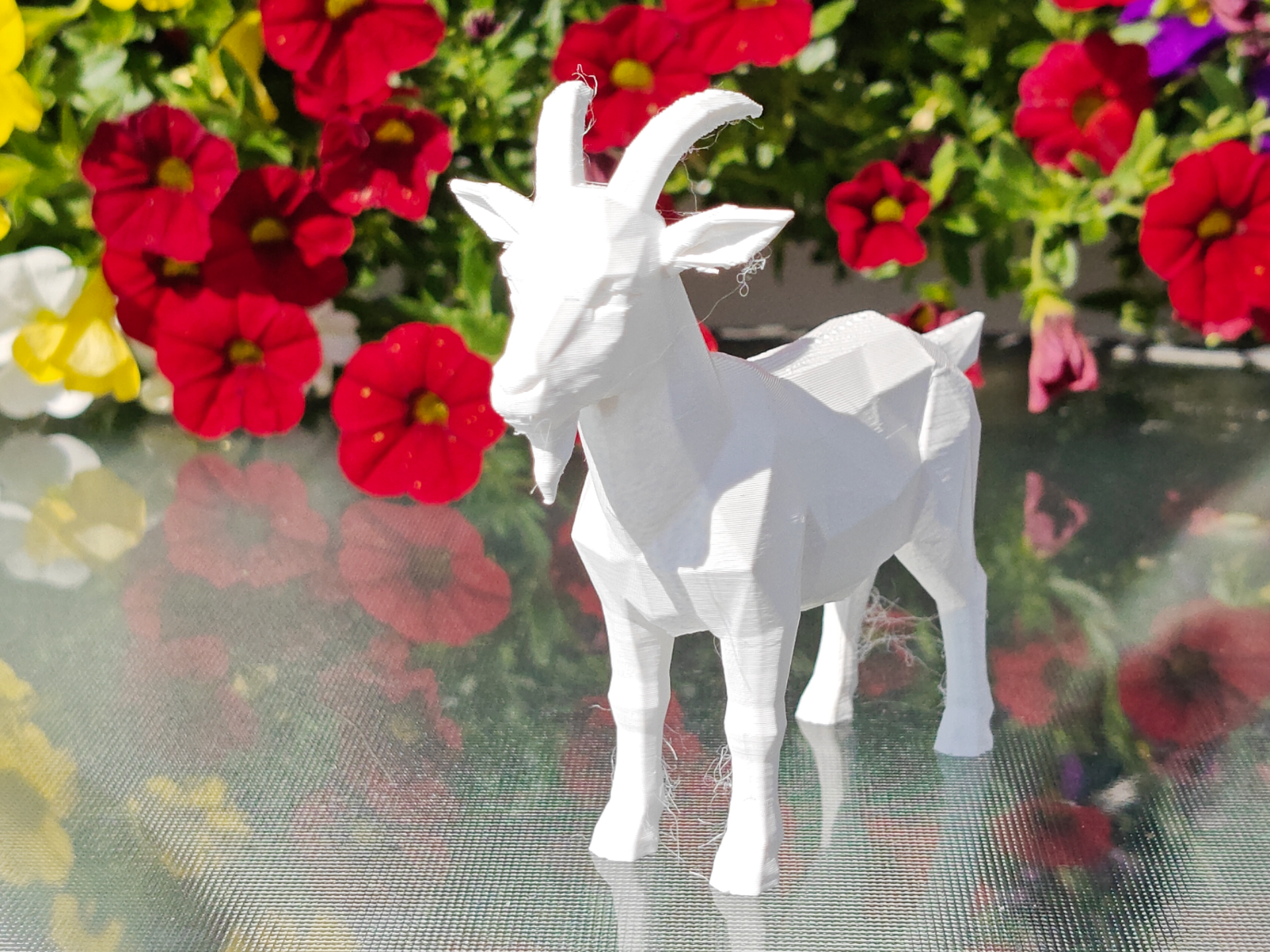 Geometric Low Poly Goat Figurine