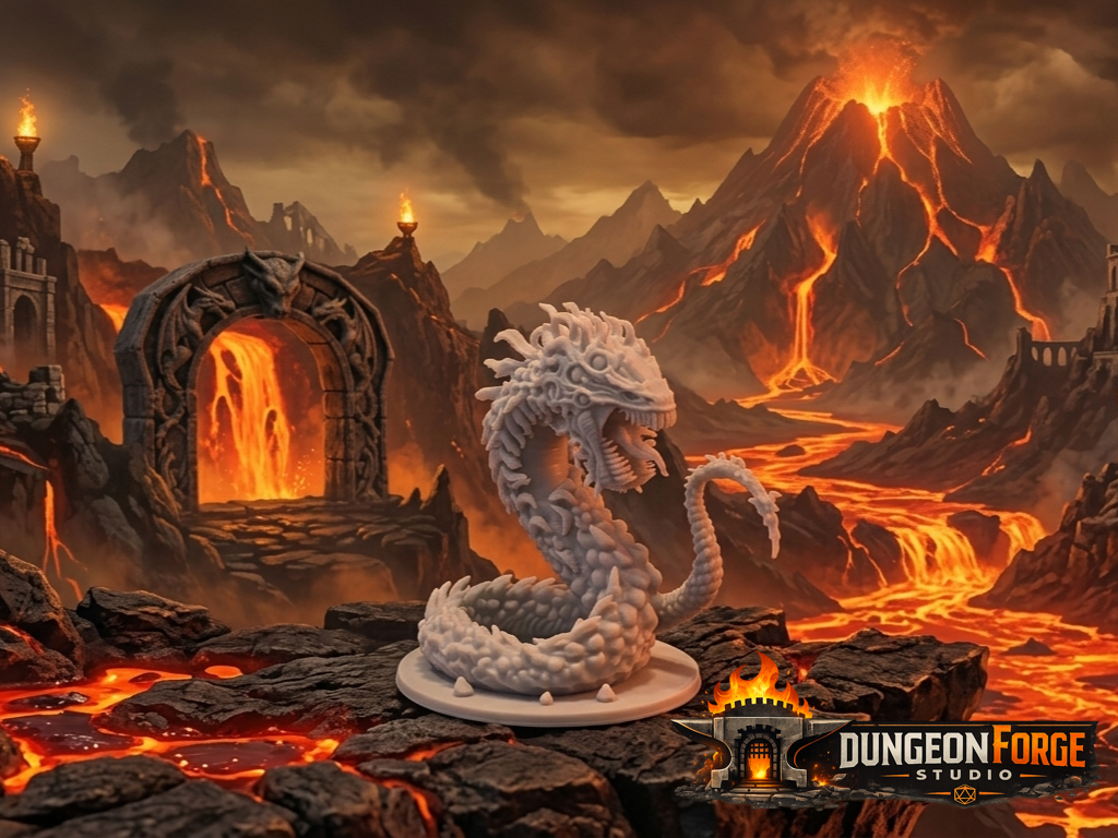 Magma Serpent Miniature – Lava Dragon Boss for DND