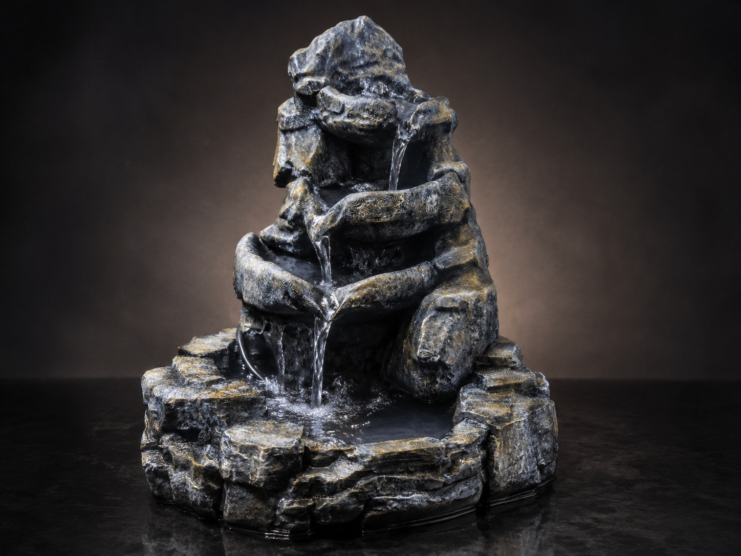 Mini Stone Waterfall Fountain – 3 Tier Cascade