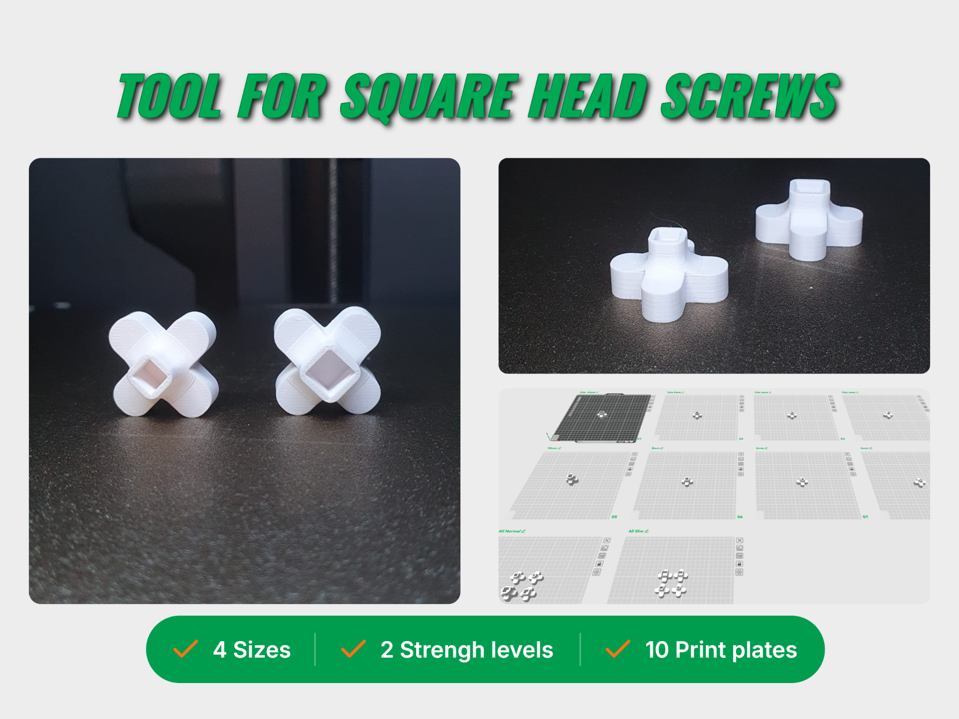 Wrench for Square head Screws - Different sizes