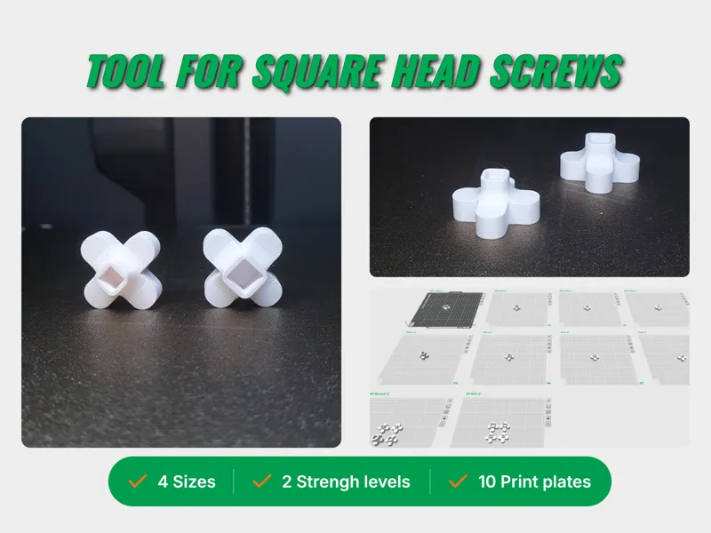 Wrench for Square head Screws - Different sizes