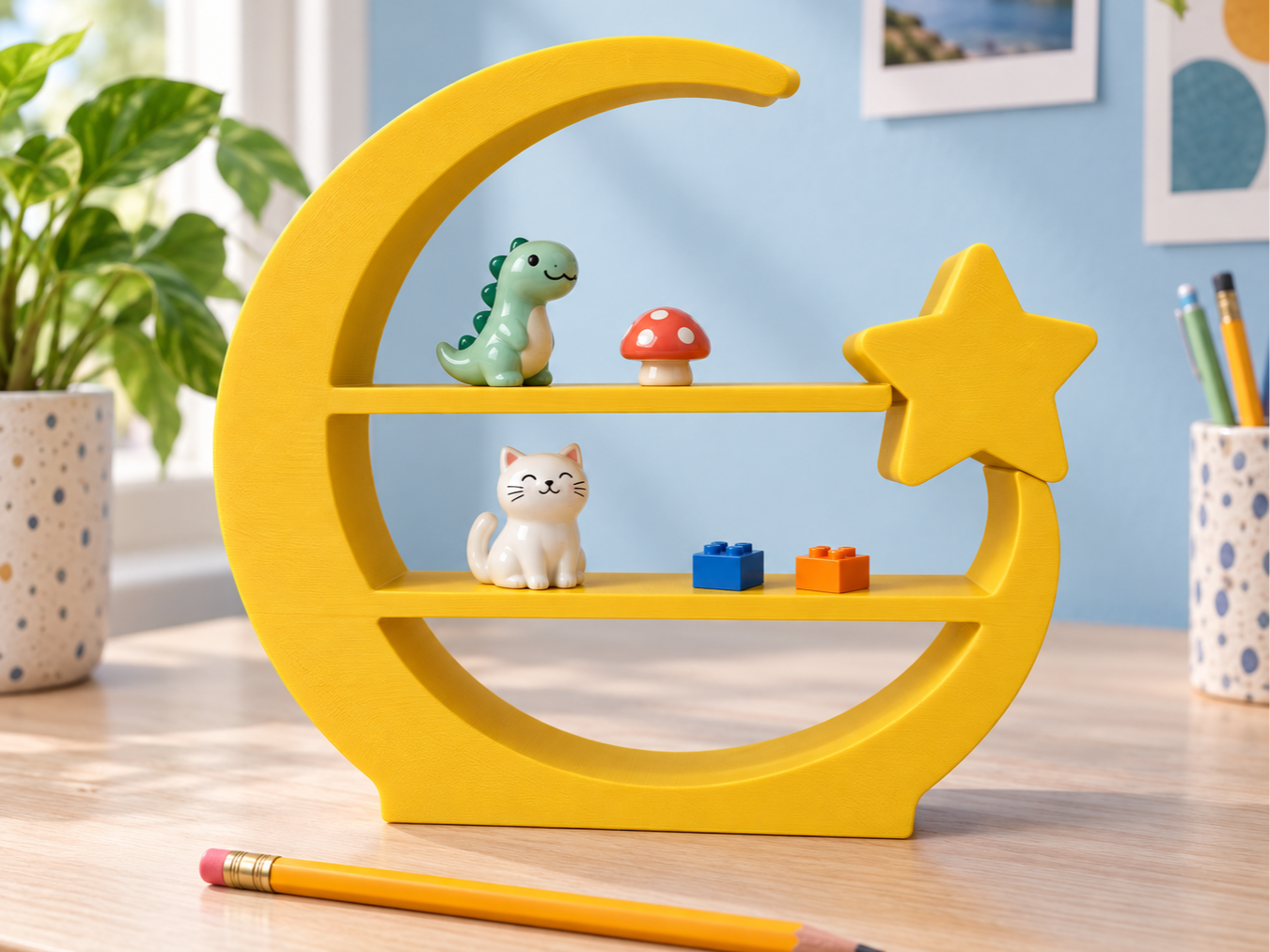 Starry Moon Display Shelf /Desk Organizer 3D model