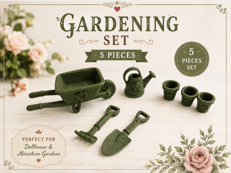 Victorian Garden Tool Set – 5 Miniatures