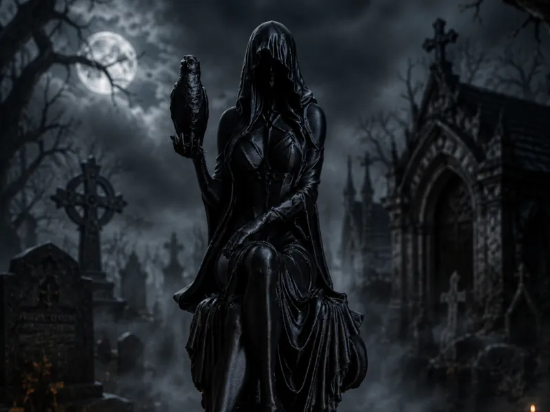 The Raven Priestess - Dark Fantasy Statue