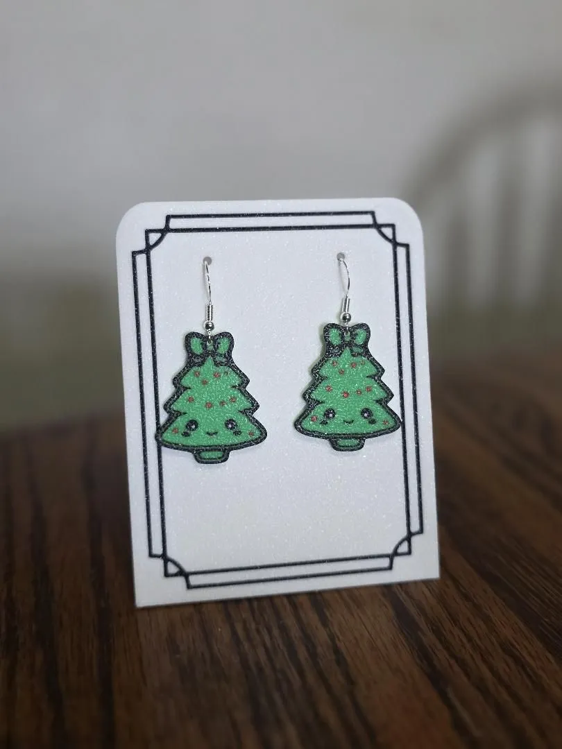 Kawaii Christmas Tree Earrings view 2