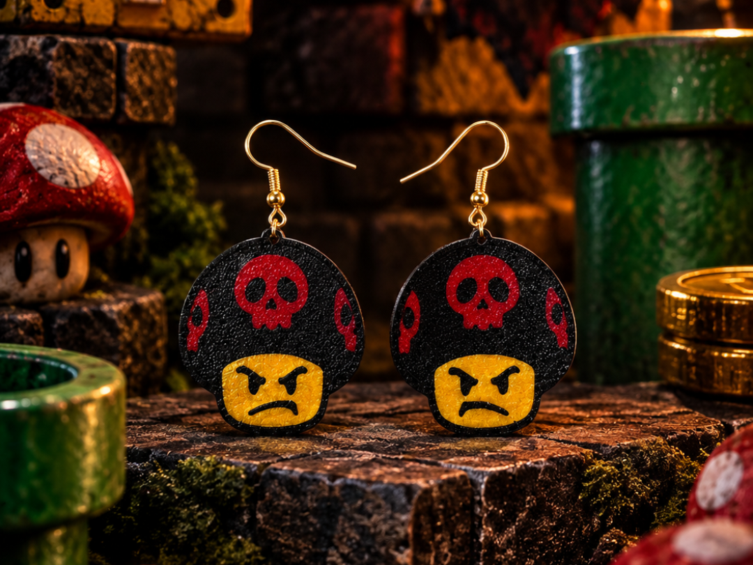 Angry shroom earrings 3D model