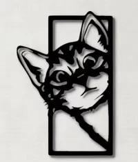 Tableau chat curieux — line art — photo 3