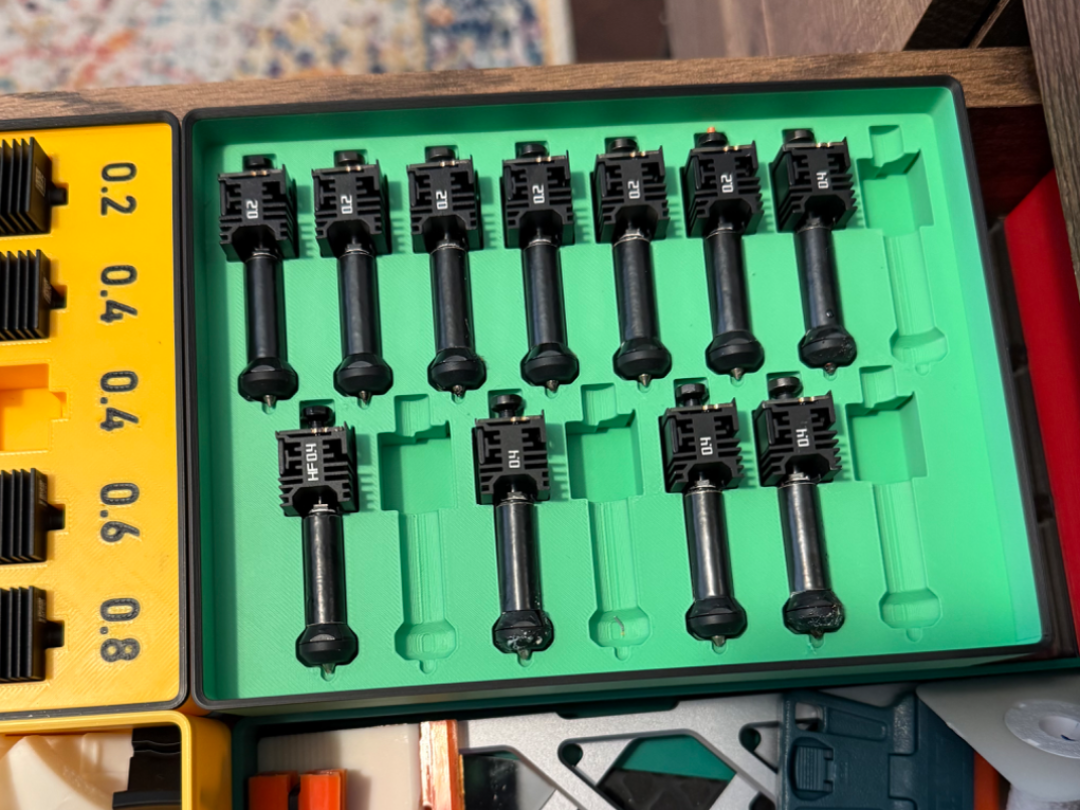 Gridfinity 3x4 H2C Vortek Nozzle Bin (15 Slots)