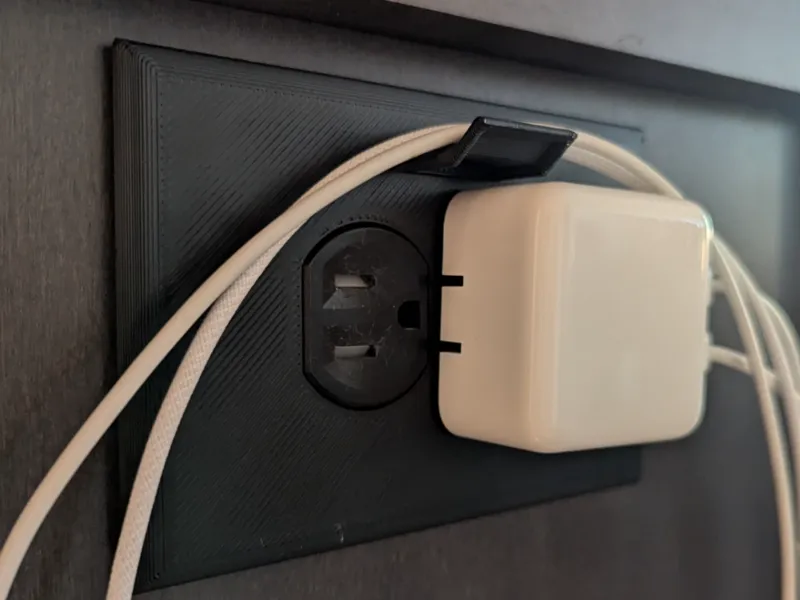 Duplex Outlet Cover with Cord Hook