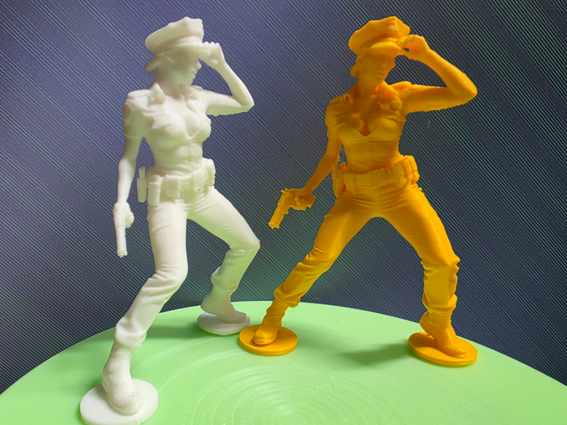 Policewoman poses with weapon