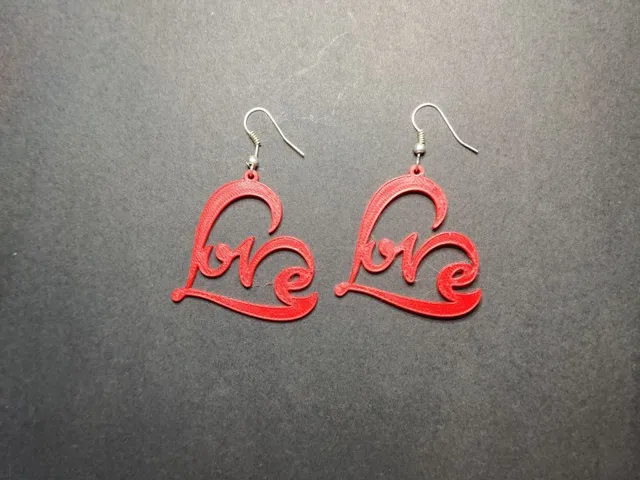 Calligraphic Love Heart Earrings