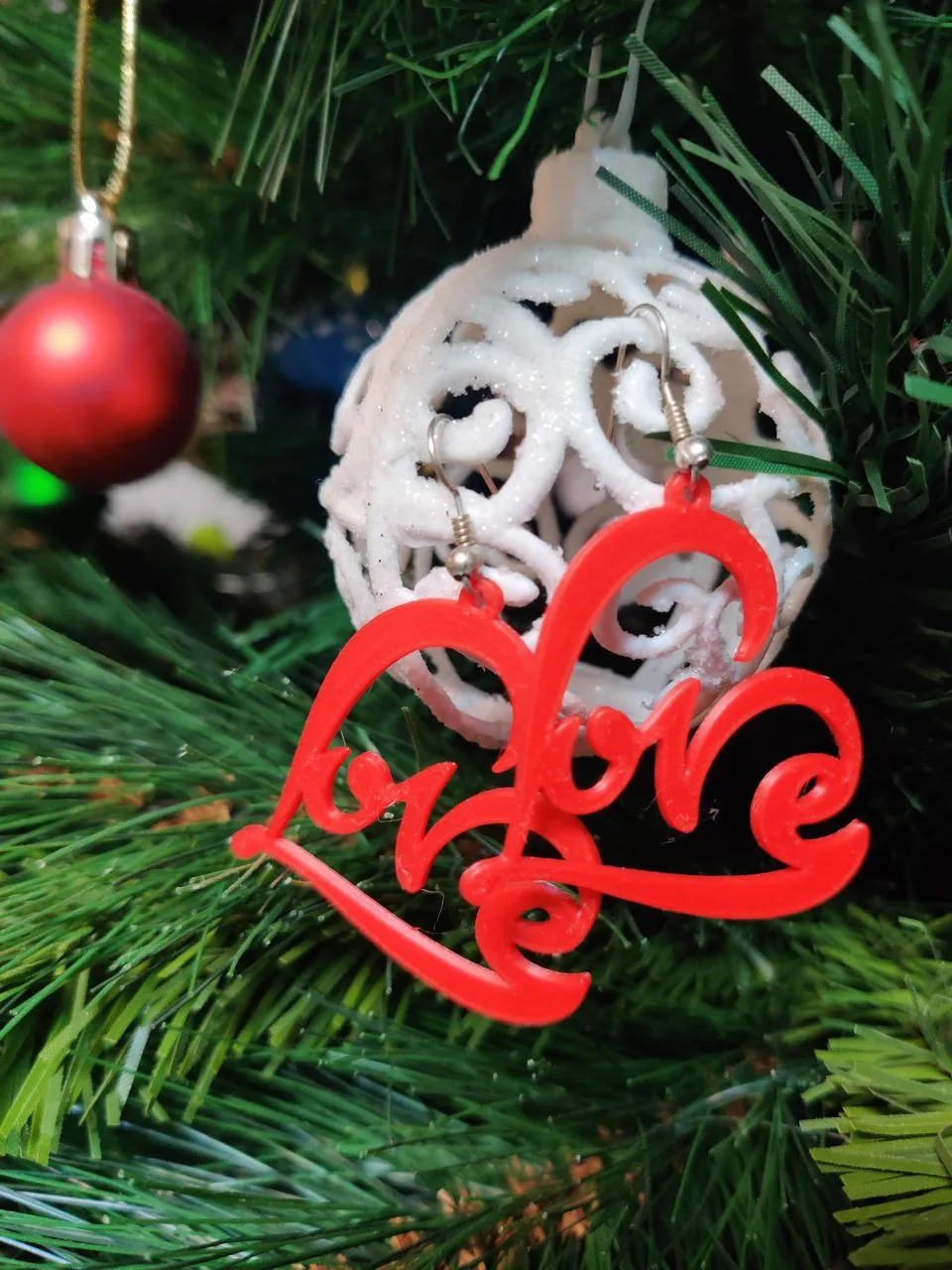 Calligraphic Love Heart Earrings view 2