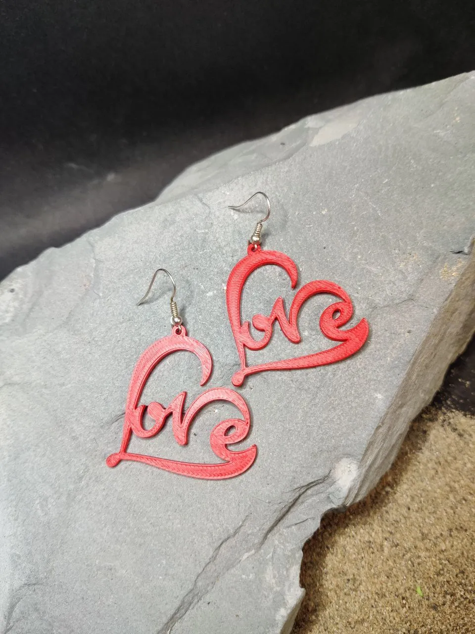 Calligraphic Love Heart Earrings view 3